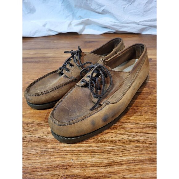 LL Bean Signature Men's boat shoes 13W leather lined - Picture 1 of 8